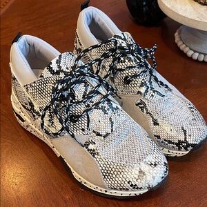 NWOB animal print wedge sneakers, 7